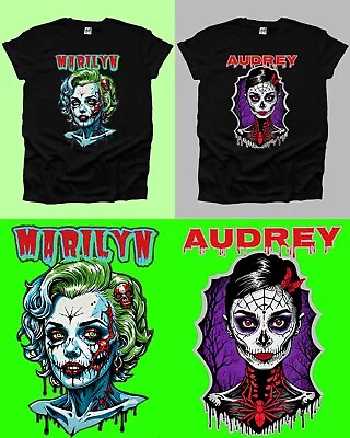 Buy Marilyn Monroe Audrey Hepburn Pin Up 50s 60s Zombie Men Printed Woman Tshirt UK • 10.99£