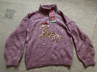 Buy Girls Christmas Pink Sequin Unicorn Jumper Top Age 8 Years New • 8.99£