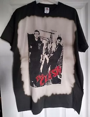 Buy Size XL Clash Punk Bleached And Screen Printed T Shirt • 12.50£