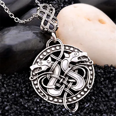 Buy Antique Men Norse Viking KnotCeltic Snake Pendant Necklace Amulet Chain Jewelry • 3.11£