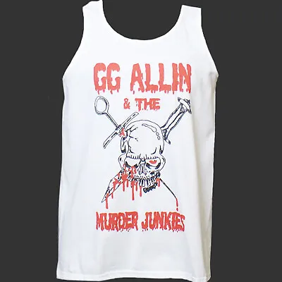 Buy GG Allin Murder Junkies Punk Rock Metal T-SHIRT Vest Top Unisex White S-2XL • 13.99£