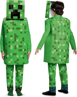 Buy Deluxe Kids Creeper Minecraft Fancy Dress Costume Boys Mojang Game Outfit • 34.99£