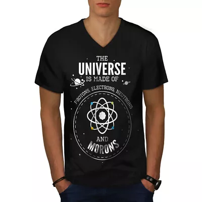 Buy Wellcoda Universe Moron Mens V-Neck T-shirt, Galaxy Made Of Graphic Design Tee • 15.99£
