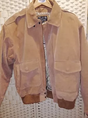 Buy Marco Morani Size M Tan Leather/suede Vintage Bomber Jacket In Good Condition. • 14£