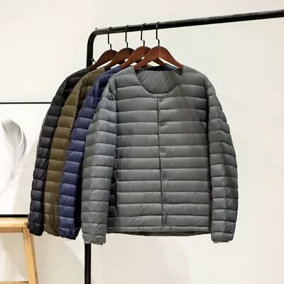 Buy Winter Men's Jacket Coat Duck Down Jacket Ultralight V-Collar Puffer Coat S-3XL • 31.19£