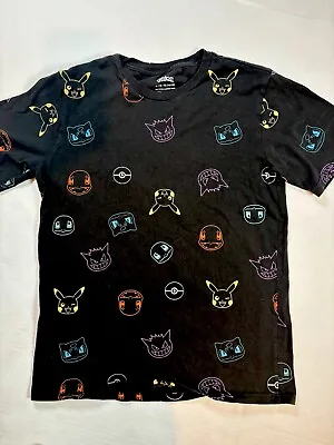 Buy Pokémon AOP All Over Print Shirt Black Youth Large Pikachu Squirtle Bulbasaur • 16.22£