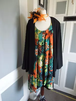 Buy Klass Vibrant Dress Berketex Jacket And Fascinator Size 20 Uk • 45£