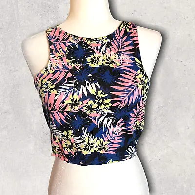 Buy Sleeveless Neon Tropical Pattern Crop Top-fits Great! In Good Condition • 11.31£