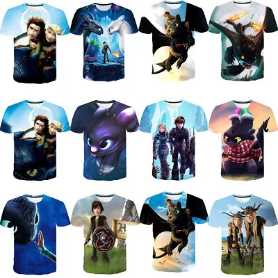 Buy How To Train Your Dragon Toothless 3D T-shirts Adult Kids Short Sleeves Top Tee • 8£