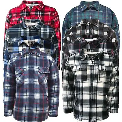 Buy Mens Sherpa Fleece Lined Lumberjack Fur Thick Shirt Work Jacket Check Warm M-4XL • 16.99£