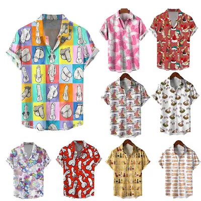 Buy UK Mens Novelty Ugly Gag Button Down Shirts Funny Printed  Hawaiian Beach Tops& • 13.99£