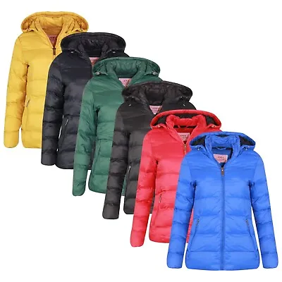 Buy New Womens Ladies Quilted Padded Bubble Hooded Warm Puffer Jacket *MANY COLOURS* • 12.49£