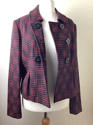 Buy M&S Collection Womans Short Rouge Red & Black Check Smart Jacket, Size 14. • 6.50£