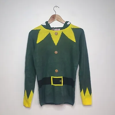 Buy Womens Christmas Elf Jumper Novelty Hooded Christmas Jumper With Bell XS  • 7£