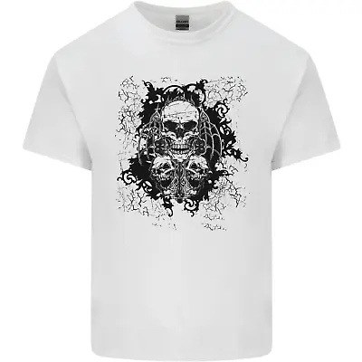 Buy Three Skulls Demon Biker Gothic Tattoo Mens Cotton T-Shirt Tee Top • 7.99£