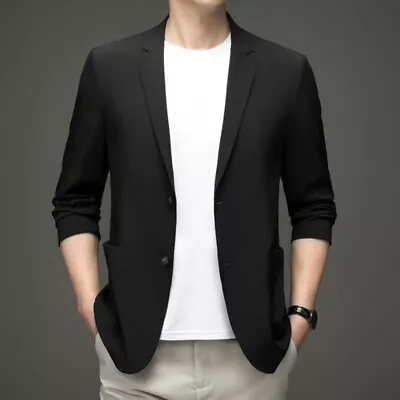 Buy Men's Summer Lightweight Suit Jacket Ice Silk Anti-Wrinkle BreathableComfy • 16.31£