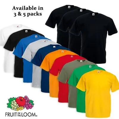 Buy 3 & 5 Pack Mens Fruit Of The Loom 100% Cotton Plain Tee Shirts T Shirt T-Shirts • 13.50£