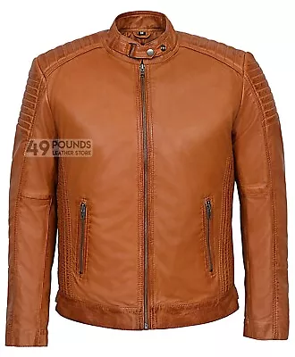 Buy Men's  Biker Style Soft Padded Real Lambskin Leather Jacket 1829-B • 49£