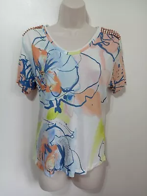 Buy Karen Millen Orange Floral Print Studded T Shirt Blouse Top 10 New £99 Atelier • 18£