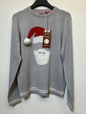 Buy Brave Soul Christmas Jumper Medium Santa Grey - RRP £ 19.99 • 9.99£