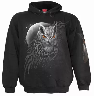 Buy Spiral Direct WINGS OF WISDOM - Black Hoody Owl/Night Hunter/Metal/Sweatshirt • 44.99£