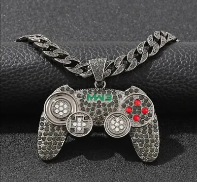 Buy DARK Iced Out Hip-Hop Necklace Game Console Jewellery Crystal Controller • 13.49£