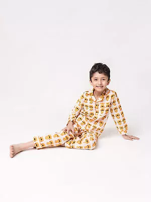 Buy Larry Lion Cotton Designer Printed Unisex Pajama Set Kids Full Sleeve Night Suit • 25.80£