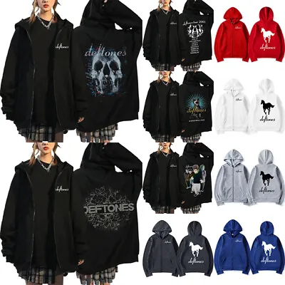 Buy Deftones Printed Black Hoodie Men Women Casual Hip Hop Full Zip Sweatshirt New A • 25.07£