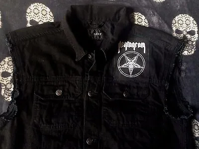 Buy Pentagram Doom Metal Denim Cut-Off Sleeveless Battle Jacket Waistcoat Vest S-4XL • 49.99£