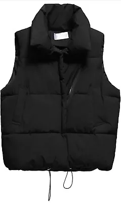 Buy Womens Gilets Padded Vest Cropped Puffer Gilet Ladies High Stand Collar • 17.24£