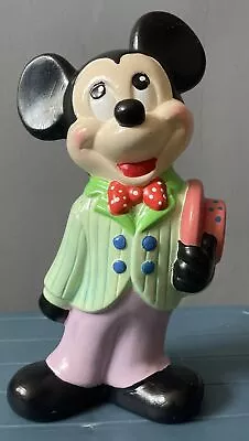 Buy Vintage Ceramic Mickey Mouse 8” Figurine Green Jacket • 24.99£