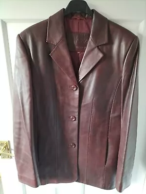 Buy Ladies Leather Jacket Burgundy Colour • 40£