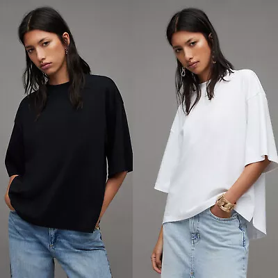 Buy All Saints Womens Boxy T-Shirt Amelie Oversized Crew Organic Cotton Curved Hem • 29.99£