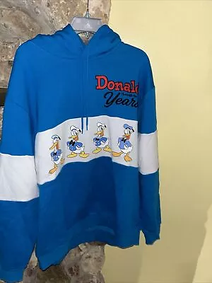 Buy 2024 Disney Parks Donald Duck 90th Anniversary Thru The Years Pullover Hoodie XL • 94.40£