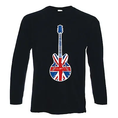 Buy UNION JACK GUITAR LONG SLEEVE T-SHIRT - Britpop Noel Gallagher  Mod Target • 15.95£