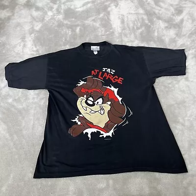 Buy Vintage BHS Taz Tasmanian Devil T-Shirt Men’s Large Black Taz At Large 1996 • 24.99£