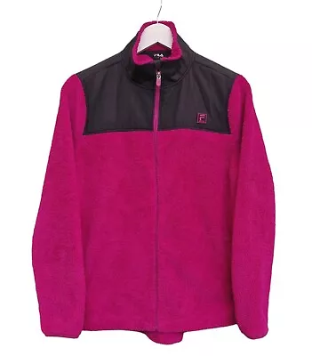Buy Fila Teddy Fleece Zip Up Jacket Pink Soft Fleece Size L-Approx Adult S • 10.95£
