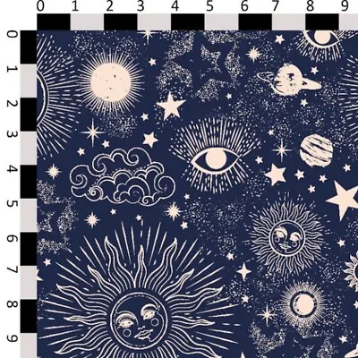 Buy 100% Cotton Digital Fabric Celestial Sun Moon Galaxy 150cm Wide • 11£