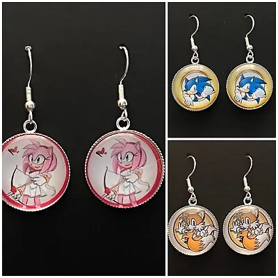 Buy Silver 925 Gaming Earrings Sonic Memorabilia  Tails Amy Jewellery Set Bundle • 11.95£
