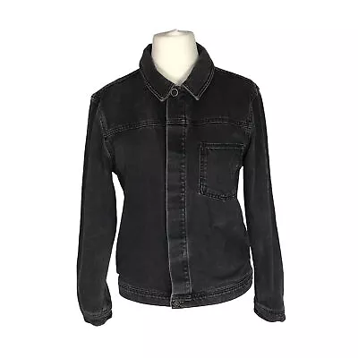 Buy Loom Ladies Denim Jacket Black Size Small Trucker Jeans Coat Casual Chest Pocket • 16.95£