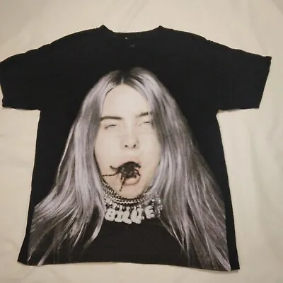 Buy Authentic Billie Eilish Spider Mouth Black Graphic Tour Concert Merch T-Shirt XS • 15.92£