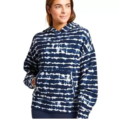 Buy Athleta Tahiti Tie Dye Navy Print Balance Hoodie Sweatshirt, Size Medium Jersey • 42.52£