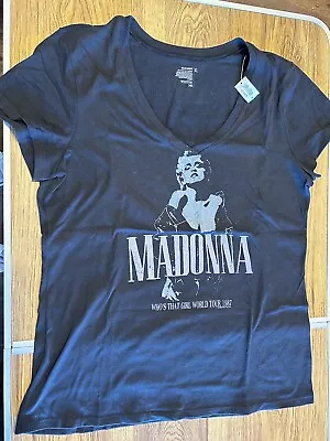 Buy Old Navy NWT Madonna Black VNeck Tshirt Who’s That Girl World Tour 1987 • 9.44£