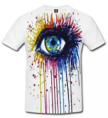 Buy RAINBOW EYE Full Print White T-Shirt/Biker/Drawing Drawing Hipster/3D/Unisex/Top • 12.99£