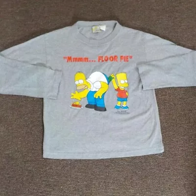 Buy Vintage Grey Simpsons Mmm Food Long Sleeved T-shirt From The Year 2000 • 12.50£