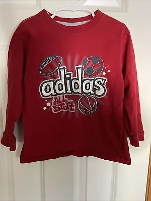 Buy Adidas All Sport Shirt Red Long Sleeve Boys Size 5 Football Basketball Soccer • 2.35£