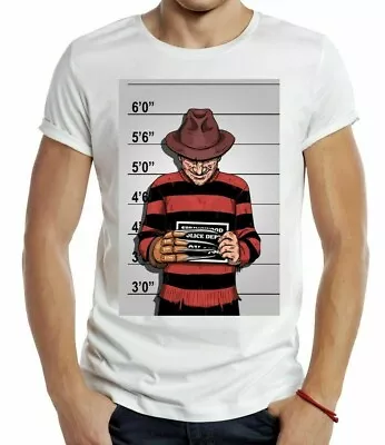 Buy Freddy Krueger T-Shirt Police Line Up Horror Movie Retro Elm Street Murder UK • 6.99£