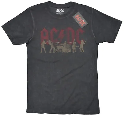 Buy AC/DC Vintage Silhouettes T Shirt Official Snow Wash Red Logo Band New S - 2XL • 17.45£
