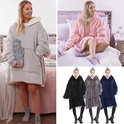 Buy Oversized Hoodie Blanket Sleeves Winter Sweatshirt Women Men Pullover Nightwear • 14.95£