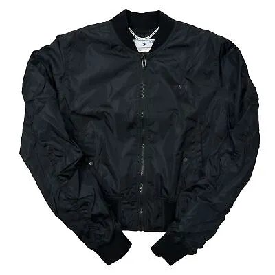 Buy OFF WHITE Back Logo Viscose Black Bomber Jacket Size 38 NEW RRP 1050 • 399£